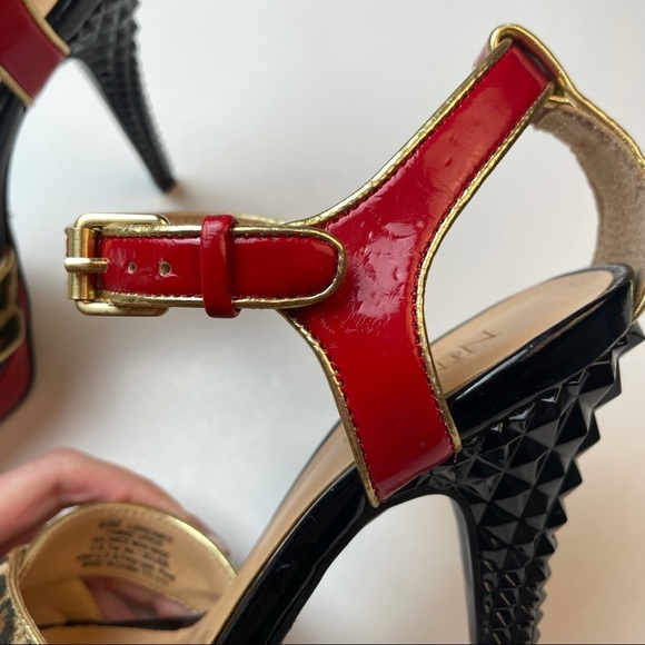 Nine & Co Cheetah Print Open Toe Spiked Stripper Heels - Picture 6 of 14